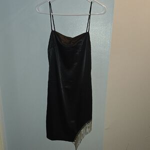Lulu's Midnight Black Satin Dress